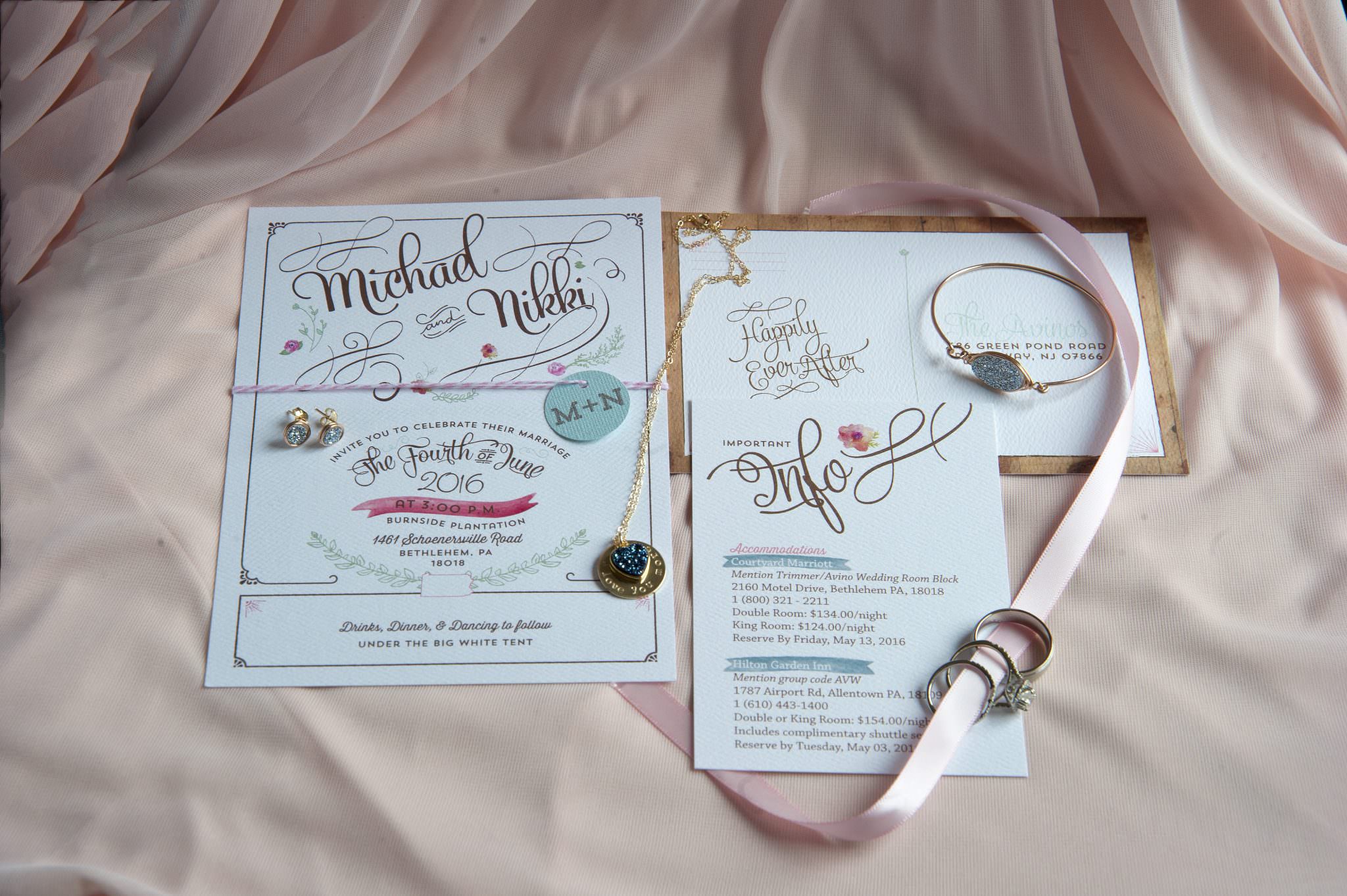 Wedding invitation suite-Pink wedding invite-Berks County Wedding Photographer | K. Moss Photography