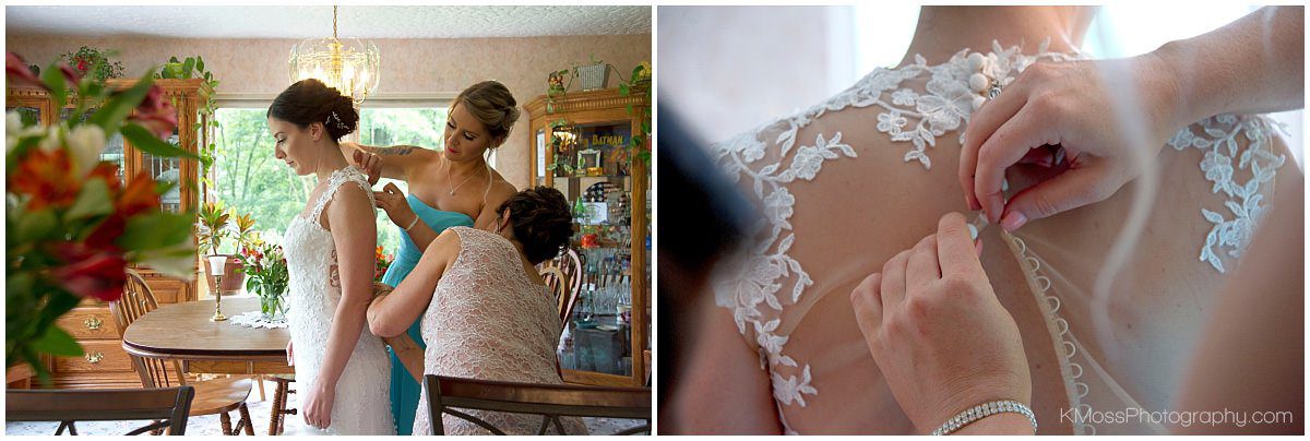 Sheer button wedding gown | K. Moss Photography